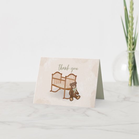 Dank je Baby Blue Teddy Bear Simple Cute Bedankkaart (Voorkant)