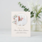 Dank je Baby Foto geboorteaankondiging Feestdagenkaart (Staand voorkant)