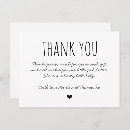 Dank je baby, gewoon bedankt briefkaart (Voorkant / Achterkant)