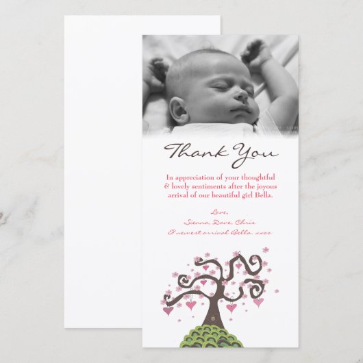 Dank je baby monogram boom fotokaart sjabloon (Voorkant / Achterkant)