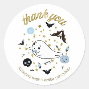 Dank je Baby shower Boo Halloween Boy Ronde Sticker