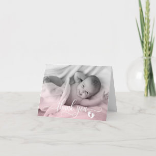 DANK JE Baby shower Feet GIRL FOTO   BLANK Bedankkaart