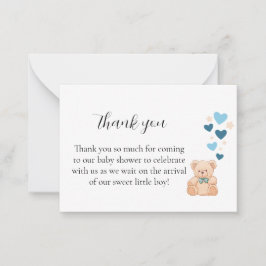 Dank je baby shower kaart – Zoete kleine jongen Notitiekaartje