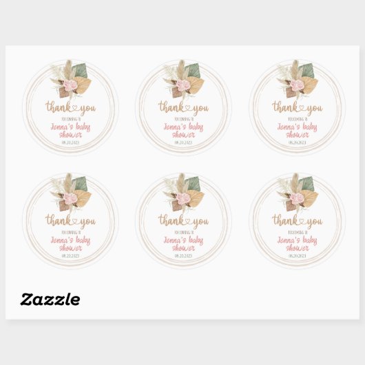 Dank je | BABY SHOWER Ronde Sticker (Vel)