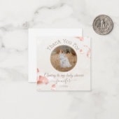 dank je baby shower roze confetti foto notitiekaartje (Voorkant / Achterkant in situ)