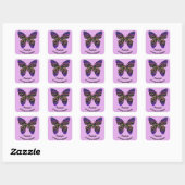 Dank je Babysitter Paarse Butterfly Vierkante Sticker (Vel)