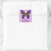 Dank je Babysitter Paarse Butterfly Vierkante Sticker (Tas)
