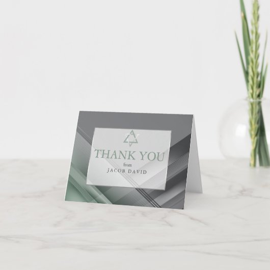 Dank je | Bar Mitzvah Modern Green en Charcoal (Voorkant)