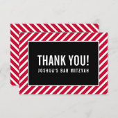 DANK JE BAR MITZVAH moderne jongen simpel rood zwa Bedankkaart (Voorkant / Achterkant)