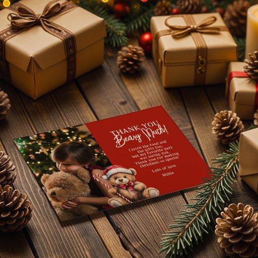 Dank je beary kerstbeer bedankkaart