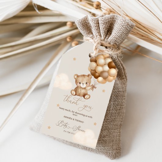 Dank je Beary Veel Baby Shower Cadeaulabel