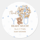 Dank Je Beary Veel Blauwe Beer Ronde Sticker (Voorkant)