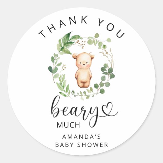 Dank je beary veel ronde sticker (Voorkant)