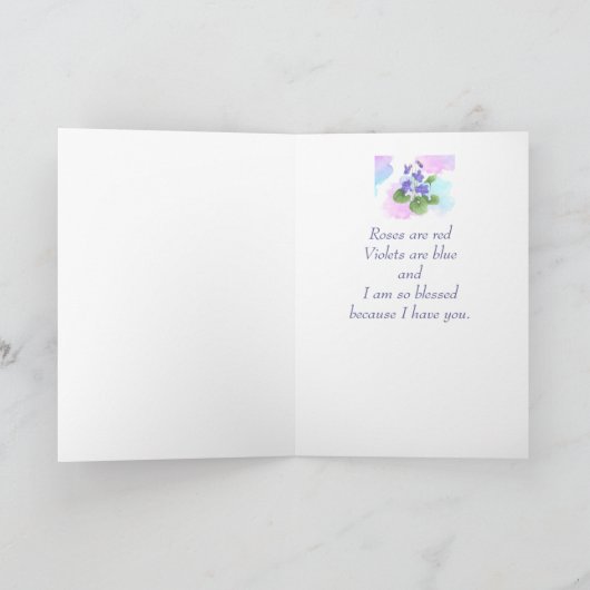 Dank je Bedankt Afrikaans Violet Flower Poem Feestdagen Kaart (Binnen)