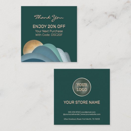 Dank je | Bedrijfs Logo Modern Boho Kortingskaartje (Voorkant / Achterkant)