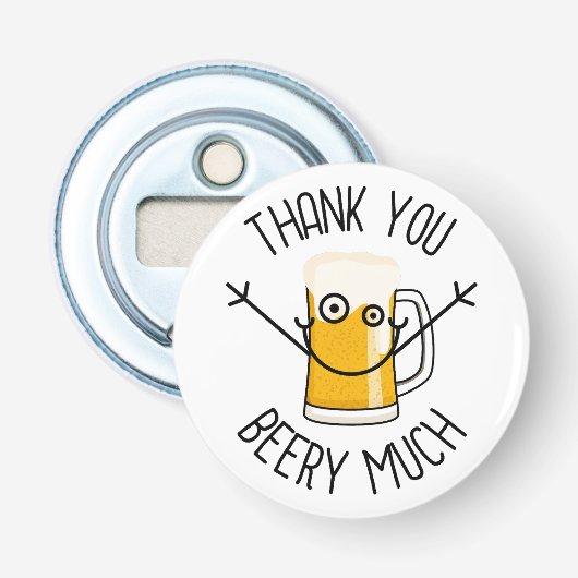 Dank Je Beery Veel - Domme Gezicht Button Flesopener (Voorkant)