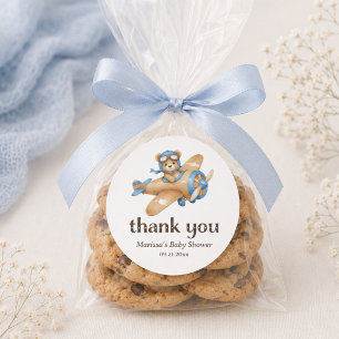 Dank je berenpiloot jongens babyshower sticker