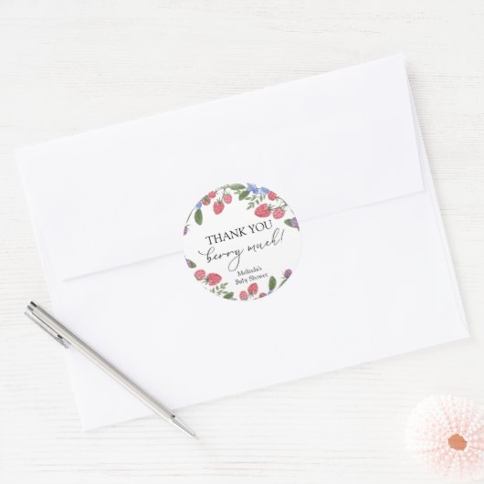 Dank je Berry Veel Douche Ronde Sticker (Envelop)