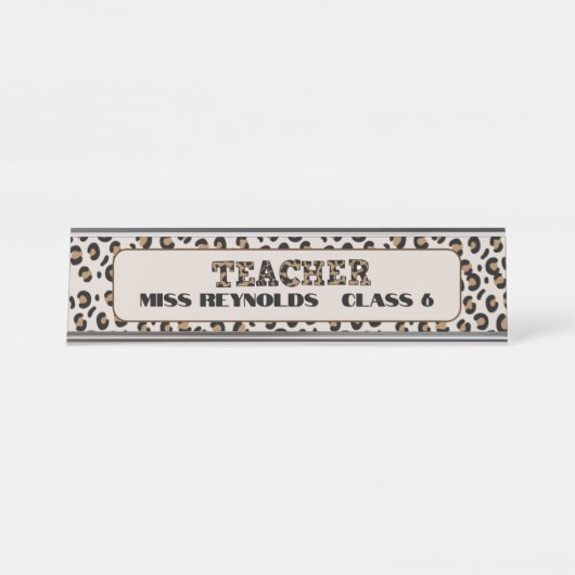 Dank je beste leraar aangepaste citaten luipaardpr bureau naambordje (Voorkant)
