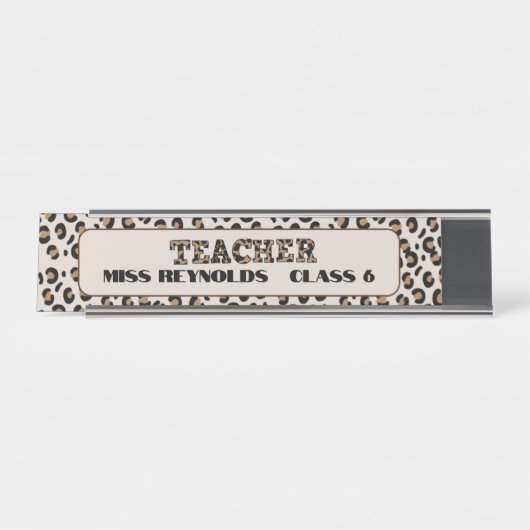 Dank je beste leraar aangepaste citaten luipaardpr bureau naambordje (Voorkant)