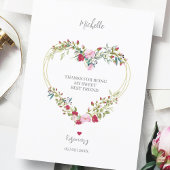 Dank je beste vrienden bloemhart in rood en roze briefkaart