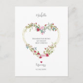 Dank je beste vrienden bloemhart in rood en roze briefkaart (Voorkant)