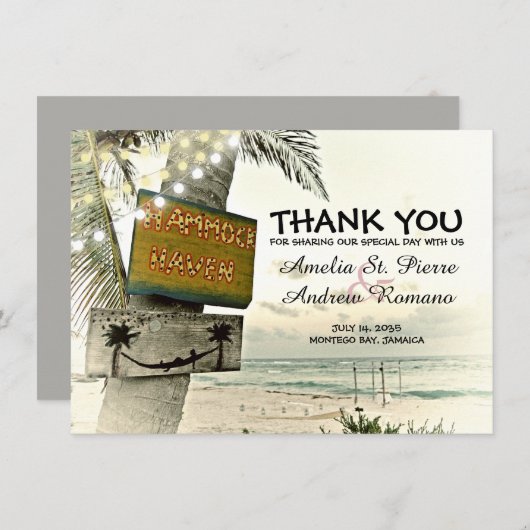Dank je bestemmingsstrand bruiloft bedankkaart (Voorkant / Achterkant)