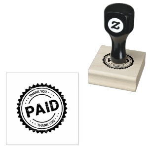 DANK JE BETALING Zakmes Jet Black Houten Handvat S Rubberstempel