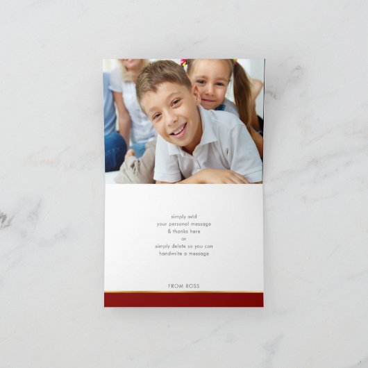 DANK JE BEVAT een mitzvah gouden ster met donkerro Bedankkaart (Binnen)