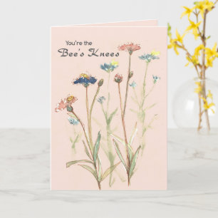 Dank Je Bijenkorf Honingbij Korenbloemen Roze Kaart