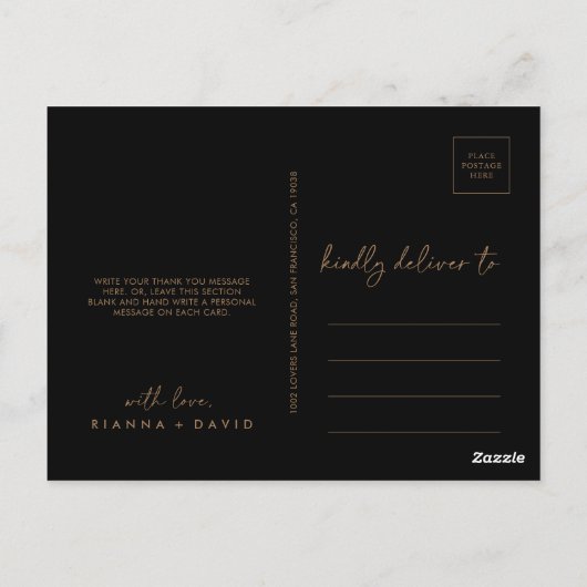 Dank je Black Gold Classic Briefkaart (Achterkant)