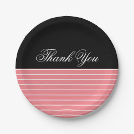 Dank Je Black Pink White Stripes Papieren Bordje