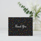 Dank je Black Rainbow Polka Dot Briefkaart (Staand voorkant)
