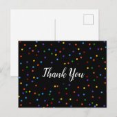 Dank je Black Rainbow Polka Dot Briefkaart (Voorkant / Achterkant)