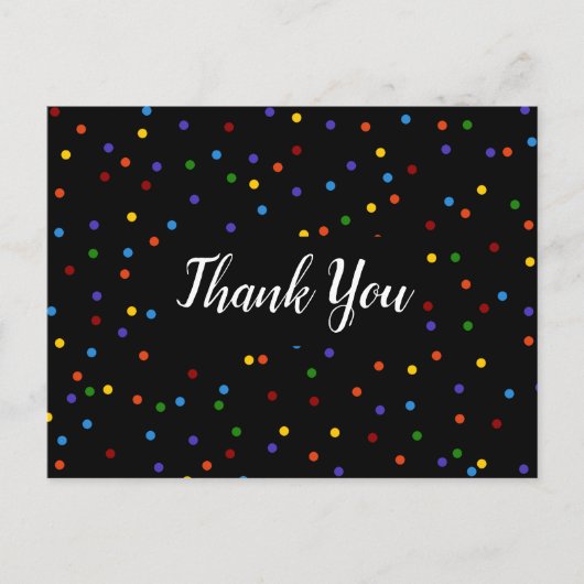 Dank je Black Rainbow Polka Dot Briefkaart (Voorkant)