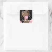 Dank je! Black Woman, Roze Bubblegum Vierkante Sticker (Tas)