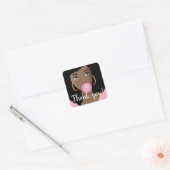 Dank je! Black Woman, Roze Bubblegum Vierkante Sticker (Envelop)