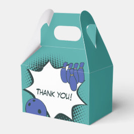 Dank je! Blauw-groene Bowling Verjaardagsfeestje Bedankdoosjes