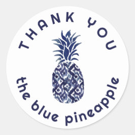 dank je blauwe ananas logo ronde sticker