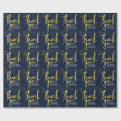 Dank Je Blauwe Goud Typografie Cadeaupapier (Vlak)