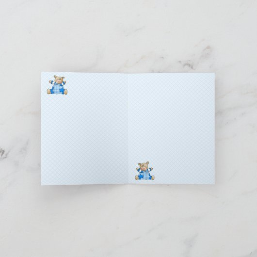 Dank je blauwe monogram B voor kinderen Bedankkaart (Binnen)