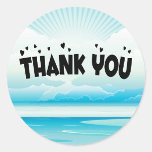 Dank Je Blauwe Nautische Zonsopgang Oceaan Sticker