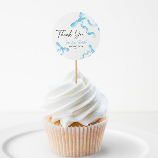 Dank je blauwe strik sticker