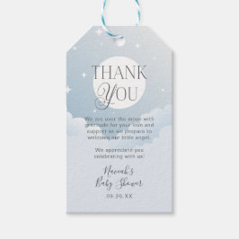 Dank je blauwe wolken maan sterren baby shower fav cadeaulabel