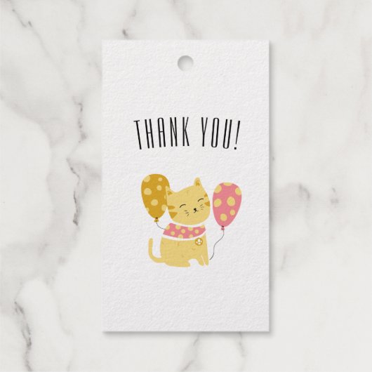 'Dank je!' Blij Gele Kat Dankbaarheid Leuk Geschen Cadeaulabels (Achterkant)