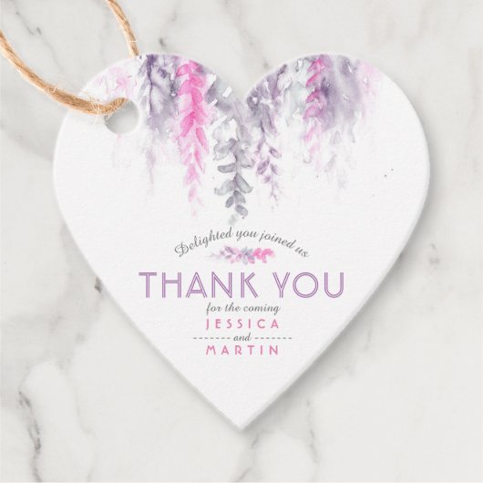 Dank je bloem abstracte trouw evenement roze indig bedankjes labels (Voorkant)