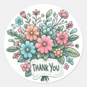 Dank je bloemen ronde sticker (Voorkant)
