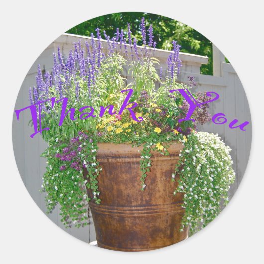 Dank je bloemen ronde sticker (Voorkant)