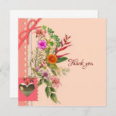Dank je bloemen vintage kaart (Voorkant / Achterkant)