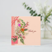Dank je bloemen vintage kaart (Staand voorkant)